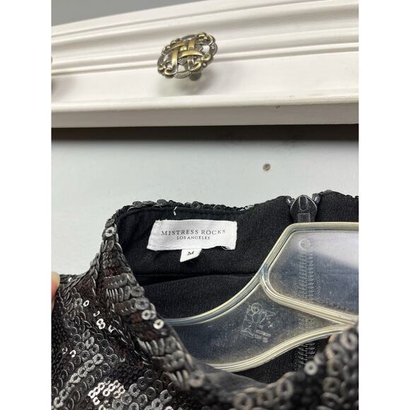 Mistress Rocks Crash Dress Womens medium Black Sequin Bodycon Mock Neck - Picture 4 of 8